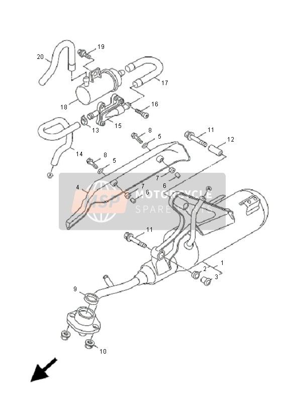 Yamaha XF50 4T GIGGLE 2009 Exhaust for a 2009 Yamaha XF50 4T GIGGLE